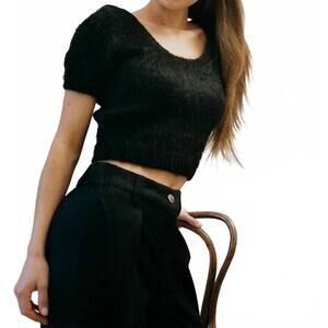 NEW MARIA STANLEY mahi scoop neck top in black